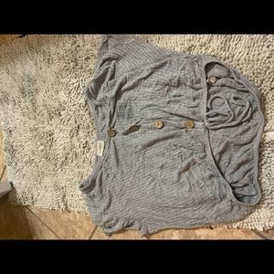 grey faux button up blouse